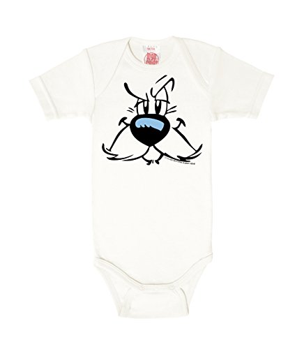 Logoshirt Asterix el Galo - Idefix Cara Body para bebé - Pelele para bebé - Blanco Antiguo - Diseño Original con Licencia, Talla 74/80, 7-12 Meses