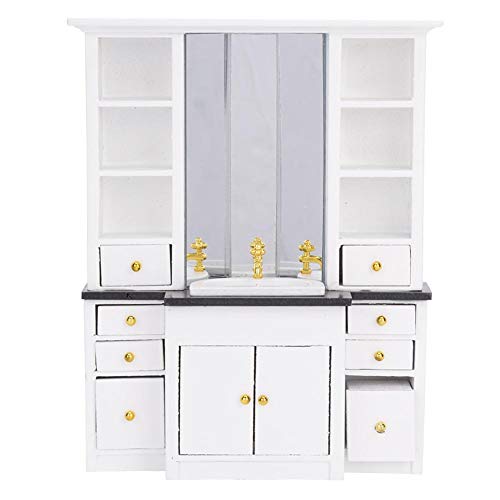 Longzhuo 1/12 Mini Mueble de Lavabo, casa de muñecas Mini Mueble de Lavabo Muebles en Miniatura para baño Decoración de Cocina (Blanco)(Blanco)