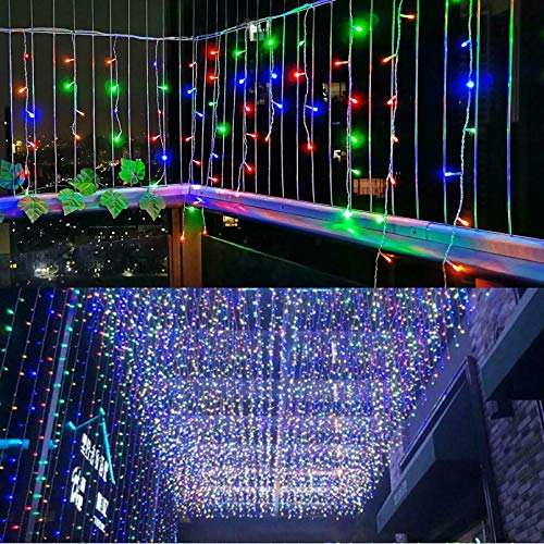 Lonjy - Guirnalda de luces LED (96 ledes, 3,5 m, 8 modos, impermeable, para bar, centro comercial, patio, yard, decoración de interior y exterior, multicolor, 4 m)