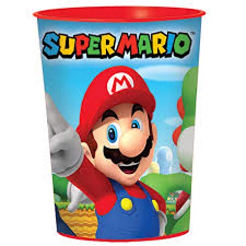 Lote de 10 Vasos Infantiles de Plástico"Super Mario Bros". Vajillas y Cuberterías. Juguetes para Fiestas de Cumpleaños, Bodas, Bautizos y Comuniones.