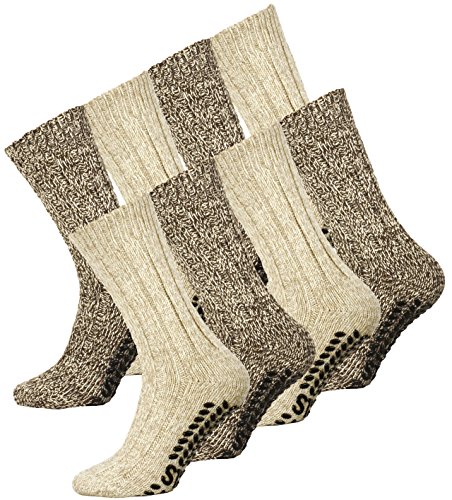 Lote de 2 o 4 pares de calcetines noruegos en lana con puntos antideslizantes 2 Paires 35/38