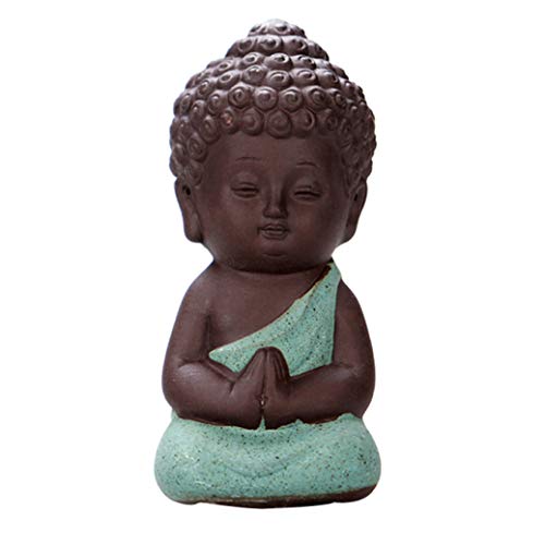 MAIAMY Mini Estatuas de Buda Cerámica Artesanías Monje Estatuilla Té Mascota Meditación Budismo Escultura