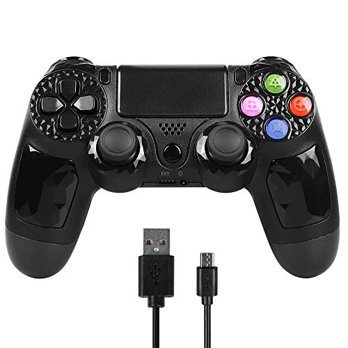 Mando Inalámbrico para PS4, PowerLead Controlador para PS4, Controlador inalámbrico Gamepad de vibración dual de seis ejes para Playstation 4 / Playstation 3 con panel táctil y conector de audio