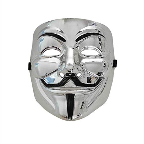Máscara V Vendetta Careta de V para Vendetta Plata Mask Horror Divertido Scary Máscara anónima Cosplay Guy Fawkes Halloween Mascarada, Carnaval, Festivales de música