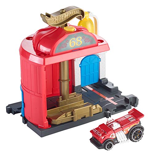 Mattel Stazione dei Pompieri Hot Wheels-Parque de bomberos, pistas de coches de juguete niños +4 años, multicolor FMY96 , color/modelo surtido