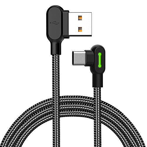 mcdodo Cable USB Tipo C de ángulo Recto de 90 Grados,Cable USB de Nailon Trenzado,Cargador rápido,Cable de Carga Compatible con Galaxy S9 S8 Note 8 Huawei (0.5m)