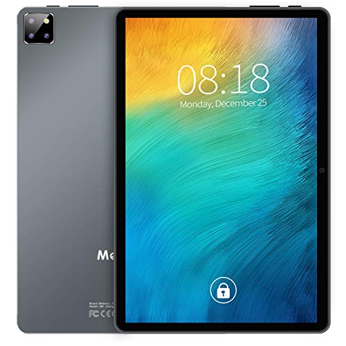 MEBERRY Tablet 10 Pulgadas Android 10.0：5G WI-FI | 1.6 GHz | Octa-Core Ultrar-Rápido Tablets - 4GB RAM+64GB ROM（Certificación Google GMS） - HD Display | Face ID | GPS | Ratón & Teclado Y Más - Gris