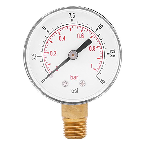 Medidor de presión baja para combustible, aire, aceite o agua 0-15psi / 0-1bar BSPT, montaje inferior