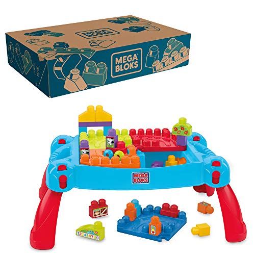 MEGA Bloks Mesa Preescolar 3 en 1, juguete con bloques de construcción para bebé +1 año (Mattel CNM42)