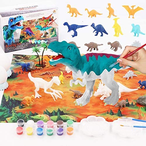 MEIRUIER 40 Piezas Juguetes de Dinosaurios,Kit Pintura para Niños, Figuras Dinosaurios para Pintar,Juguetes de Dinosaurios Creativo No Tóxicos Triceratops, cumpleaños para niños