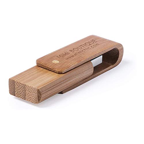 Memoria USB 16 GB en Madera de Bambú Personalizado (Nombre o Texto) · Pendrive Ideal para Regalar · Original y Elegante Producto Promocional · Presentada en Estuche Individual de Cartón Reciclado