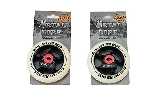 Metal Core Pack 2 Ruedas Ruedas RS80A para Scooter Freestyles, Rollerskies, Diámetro 100 mm (Blanca)