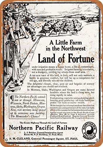 Metal Sign - 1910 Northern Pacific Railway Buy A Farm In The Pacific Northw Metal Wall Art Sign 8x12 Inch