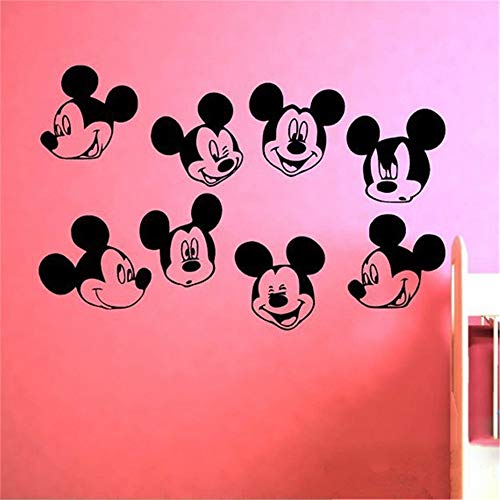 Mickey Mouse de dibujos animados, conjunto de 8 réplicas, caras diferentes, calcomanías, niños, niñas, dormitorio, guardería