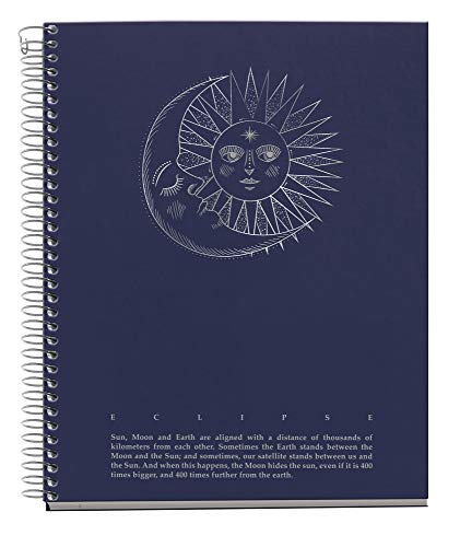Miquel Rius - Cuaderno A5 - Tapa Extradura, 4 franjas de color, 120 Hojas Cuadrícula, Papel 70g Microperforado con 2 taladros para 2 anillas, Color Azul, Diseño Eclipse