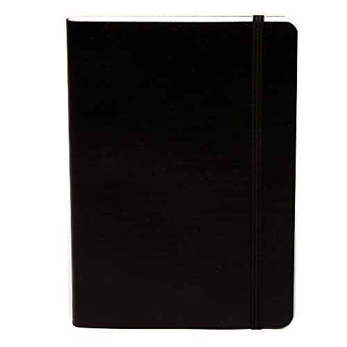 Miquelrius - Cuaderno flexible en piel, tamaño 4º, 300 hojas, Papel liso, con goma, color negro