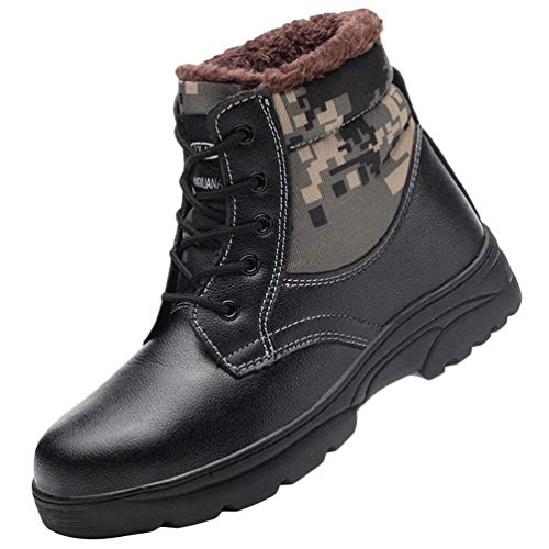 MisFox Zapatos de Seguridad para Hombre, Zapatillas de Trabajo con Puntera de Acero Invierno Botas de Nieve Impermeable Deportes Trekking Zapatos