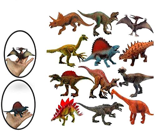 ML Pack de Juguetes Dinosaurios 12 PCS Figura de Dinosaurio Realista del Mundo prehistoricos Tiranousaurio Rex, Diplodocus Triceratops Velociraptor Pteosaurus de 18cm