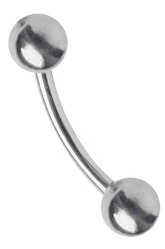 Modern Nature Piercing-Schmuck Piercing de Ombligo Curvado Titan Vara en 1,6 X 11mm + 2 Titan Bolas en 3 MM