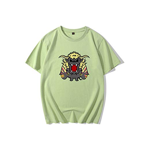 Monster Hunter T-Camisa,Videojuego Mh 3D Impreso 100% Algodón Verde Short Sleeve para Los Amantes del Juego De Verano Unisex B M