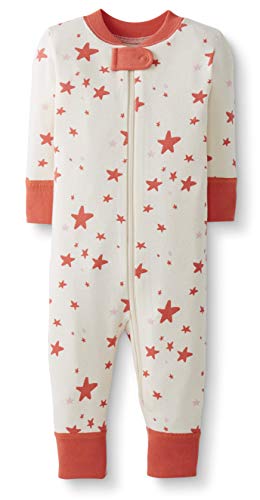 Moon and Back de Hanna Andersson - Pijama de una pieza sin pies hecho de algodón orgánico para bebé, Coral Star, 0 messes (49 CM)