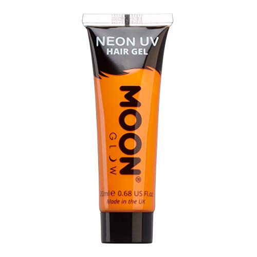 Moon Glow - Gel para el Cabello Neón UV - Intenso Naranja 20 ml - ¡Péinate de punta y brilla!