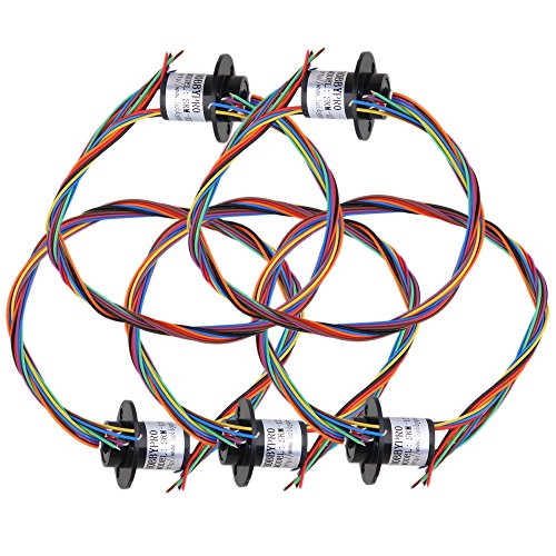 Mxventiladores - 5 unidades de 12,5 mm negro 8 Cápsulas de alambre compacto Tiny Slip Ring Circuit 240 V 2 A