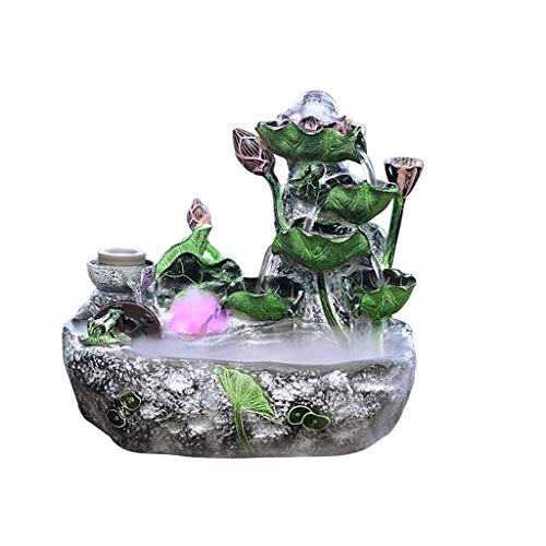 MYBA Fuente de agua para interiores con flor de loto para decoración de casa, oficina, fuente de escritorio (tamaño: L)