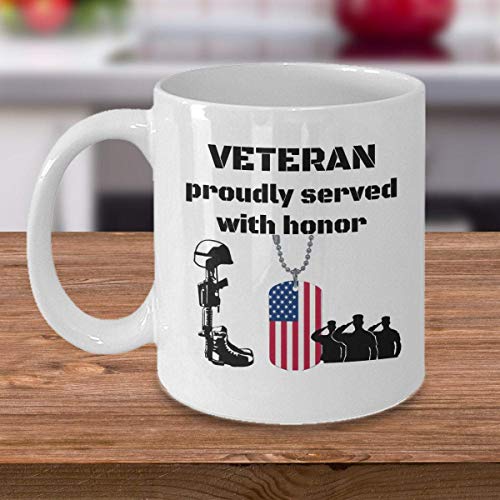 N\A Taza de café para Veteranos Orgullosamente servida con Honor Día de los Veteranos DD 214 Regalos Idea de Regalo para Veteranos Ejército Fuerzas Armadas Militares ex Taza de Soldado