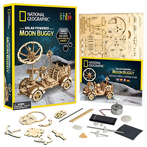 National Geographic Wooden Model Kit - DIY Solar-Powered Car Includes One 3D Puzzle to Build a Moon Buggy, Great Stem Toy for Girls and Boys Interested in Outer Space and Engineering