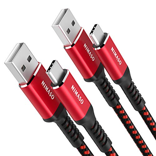 NIMASO Cable USB Tipo C[2-Pack 2M], Cargador Tipo C Carga Rápida y Sincronización USB C Cable para Samsung S10 S9 S8,Note9/8,LG G5 G6 V20,HTC 10 U11, Huawei Honor P20 Lite P10 P9, Mate9 10