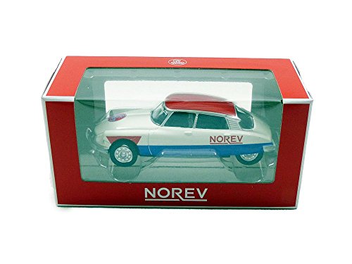 Norev- Citroen DS 19 1958 Cycliste Véhicule Miniature, 310603, Blanc/Rouge/Bleu, Echelle 1/64