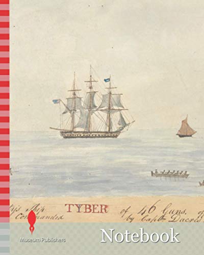 Notebook: Majesty's Ship Tyber of 46 Guns off Teignmouth, Commanded by Captain Dacres, unknown artist, nineteenth century, undated, Watercolor and pen ... medium, slightly textured, cream wove paper