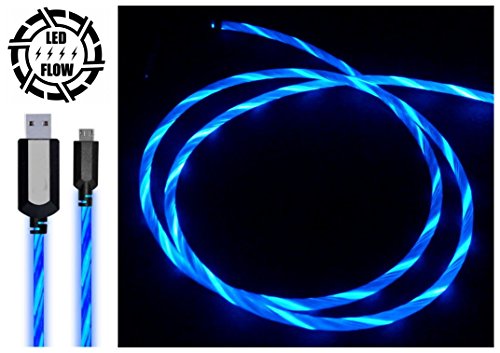 Nuevo 2018 T2 Azul LED-FLOW Cable USB Cable DE Carga ILUMINADA Cable DE Carga del TELÉFONO LED Micro USB Cable DE Flujo Ilumina el Cable de Carga del teléfono
