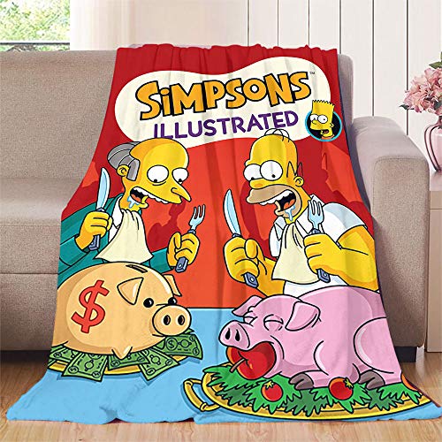 NUOMANAN The Simpsons (4) Manta para bebé (177 x 228 cm) de franela súper suave y cálida manta gruesa para el hogar