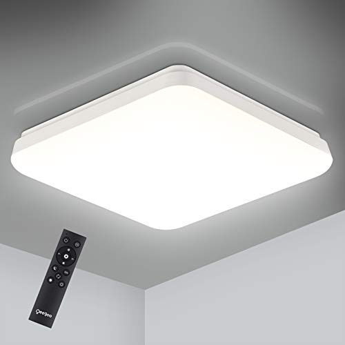 Oeegoo 24W Lámpara de Techo Regulable, 2400LM LED Plafón, IP54 Impermeable para Dormitorio Cocina Sala de Estar Comedor Balcón (Color de Luz Regulable 3000K a 6500K, Brillo Ajustable 10% a 100%)