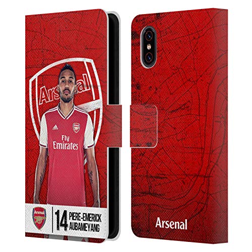 Official Arsenal FC Piere-Emerick Aubameyang 2019/20 First Team Group 1 Leather Book Wallet Case Cover Compatible For Xiaomi Mi 8 Pro