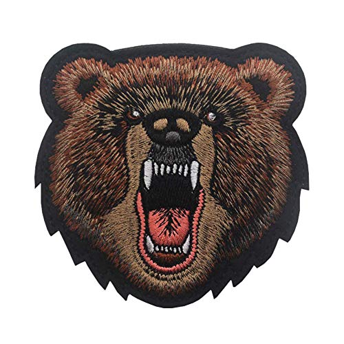 Ohrong Parche bordado de cabeza de oso enojado con bordado de alta calidad, insignia militar táctica, emblema con gancho y bucle en la parte trasera para gorras, chaquetas y chalecos