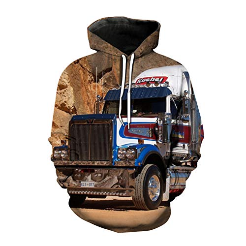 Okener.F Camión Car 3D Impreso Moda Sudaderas con Capucha Sudadera Hombres Mujeres Abrigos de Gran tamaño