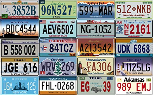 OPO 10 - Lote de 20 Placas de matrícula de Metal para EE. UU. - Réplicas de Placas Reales Americanas (V1 + V2)