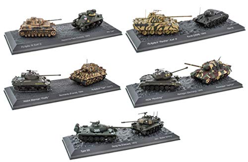OPO 10 - Lote de 5 Cajas de 2 Tanques Militares 1/72: Panther Sherman Tiger M26 M41 Panzerjäger T34 / 76 (5T)