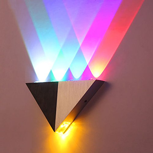 OurLeeme Luz de pared LED, 5W luces de pared modernas de aluminio con triángulo LED Iluminación para interiores (5 colores)