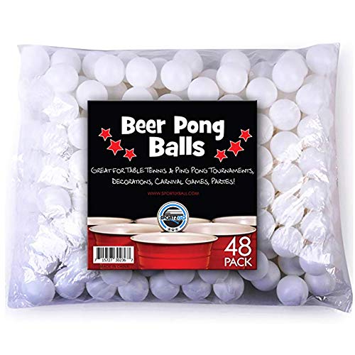 Pack de 48 bolas de «beer pong» de 38 mm de Sportly, ideales para torneos de ping pong, juegos de ferias, fiestas para adultos y niños, etc