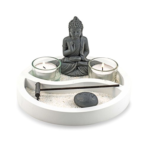 Pajoma 20066 Yin Yang - Set de Velas con Buda, Altura: 19,5 cm