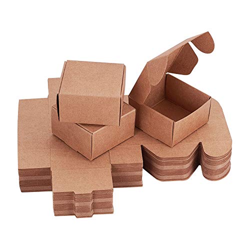 PandaHall Elite - Caja de papel kraft para envolver regalos, 60 unidades, hecho a mano, accesorios de papel, caja de jabón para pendientes, pequeña joyería