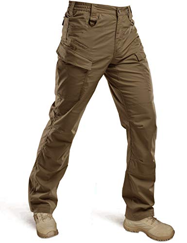 Pantalones tácticos de la tierra dura para los hombres- ligeros pantalones de trabajo de carga Ripstop impermeable senderismo BDU pantalones de caza - marr�n - 30W x 32L