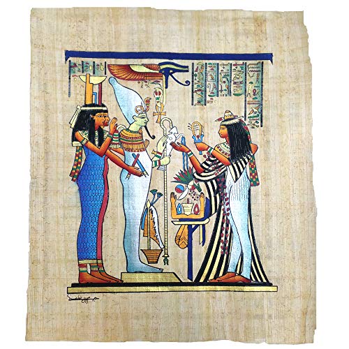 Papiro Egipcio Original Hecho y Pintado en Egipto por Alumnos de Bellas Artes. Mide Aproximadamente 33x43 cm. Ref. 42V-A