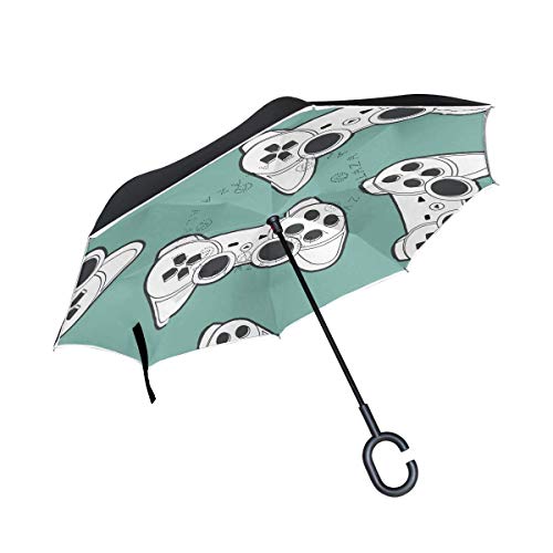 Paraguas plegable inversa de máquinas recreativas paraguas invertidos paraguas de doble capa a prueba de viento para la lluvia del coche al aire libre con mango en forma de C