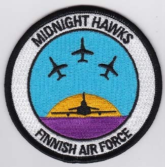 PATCHMANIA Finnish Air Force Patch Midnight Hawks Aerobatic Display Team a 89mm Parches Bordados THERMOADHESIVE Patch