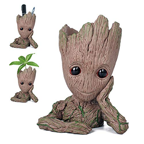 Pawaca - Maceta para plantas del personaje de dibujos de acci�n Groot, con agujero, de Guardianes de la Galaxia, ideal como regalo para ni�os.